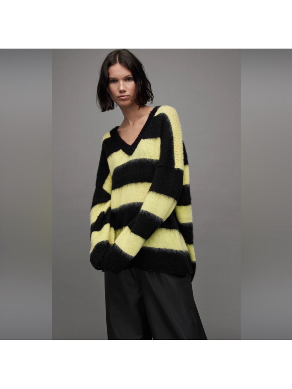 All Saints Lou V-Neck Striped Sweater